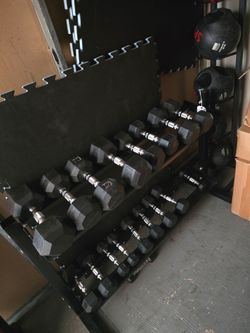 Dumbell set and rack