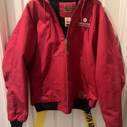 Vintage Berne Apparel Jacket Mens XL Red Hooded Work Jacket Zip Rugged Carhartt - PICK UP TODAY