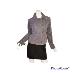 LEVIS WOMAN MOTO RACER GRAY SUEDE MOTORCYCLE JACKET SIZE LARGE 

