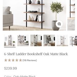 Designer 6-Shelf Ladder Bookshelf
