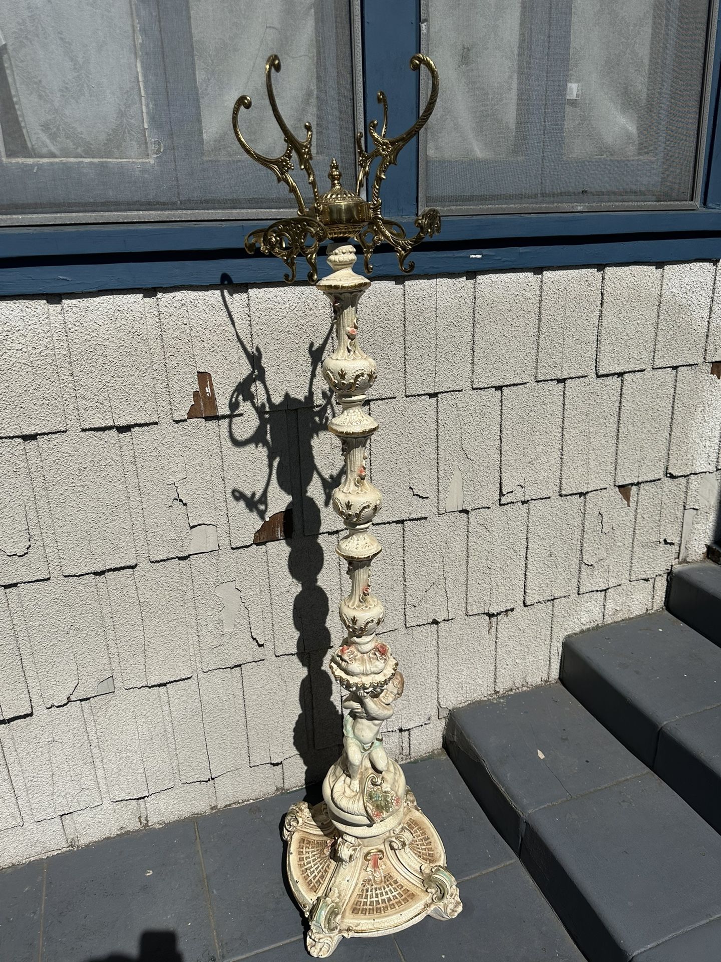 Stunning Antique Cast Iron Cherub Coat Rack