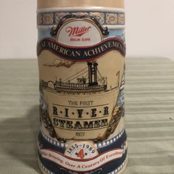 Vintage 1989 Miller highlife great American achievements river steamer Stein