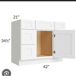 Shaker  White  Bathroom Vanity  Cabinet  42"