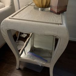 Shabby Chic End Table Or Night Stand With Mirrored Bottle