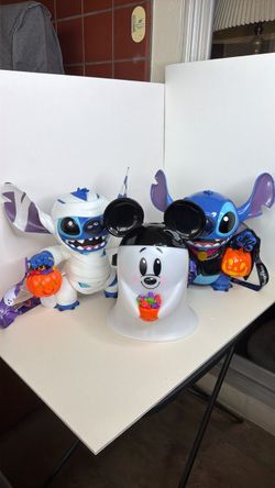 Disney Parks Halloween Stitch & Ghost Mickey Popcorn Buckets