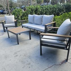 Brand new and assembled aluminum outdoor patio set