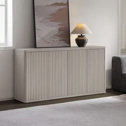 New assembled Buffet Cabinet with Storage Accent Sideboard with 4 Doors 66.3" Wide Fluted Credenza Modern Buffet Table Media Console Cabinet Entryway 