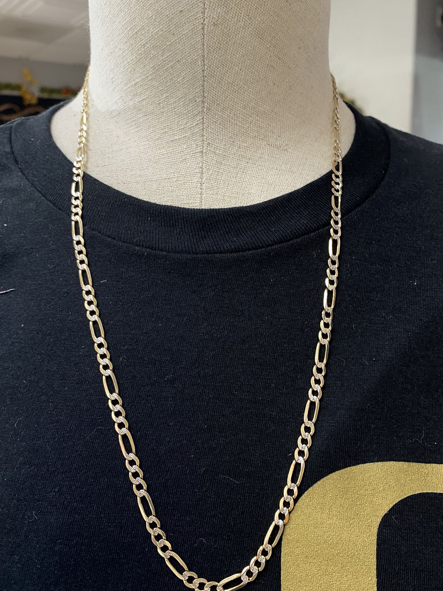 14 karat gold diamond cut Figuero chain