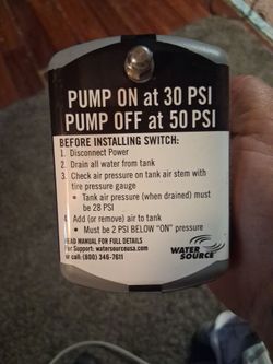Water Source 30/50 Pressure Switch