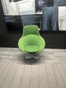 Allermuir Lounge Chairs – Green/Grey, Chrome Swivel Base