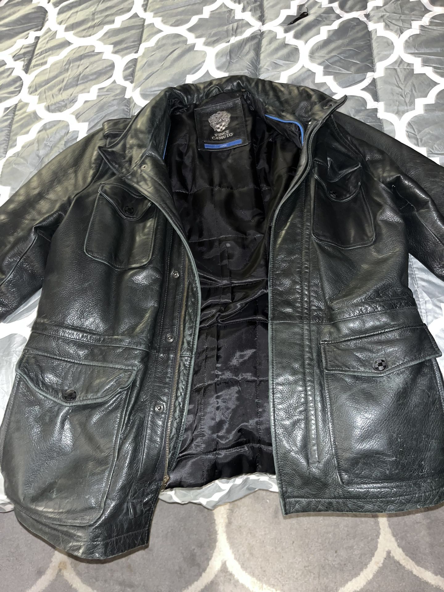 Large Black Vince Camuto Leather Jacket