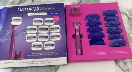 Flamingo by Harry's Moisture Plus Razor Set - 11 Cartridges + 1 Handle