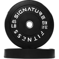 Set of 45 lbs Olympic Bumper Plates Set, 2" Weight Plates for Strength Training & Weightlifting