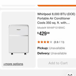 FOR SALE:  Whirlpool Portable Room Air Conditioner