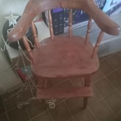 Antique Wood High Chair For Baby Doll