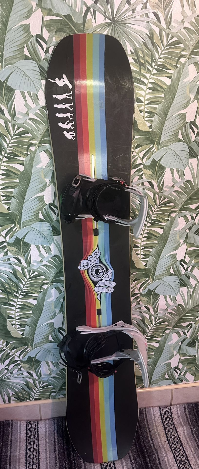 Complete Snowboard Set – Board, Bindings, Boots (Men’s 10), Helmet