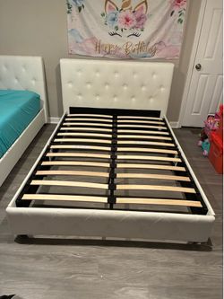 White Tufted Upholstered Bed Frame
