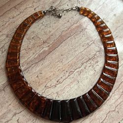 Vintage gradual color amber chunky necklace adjustable