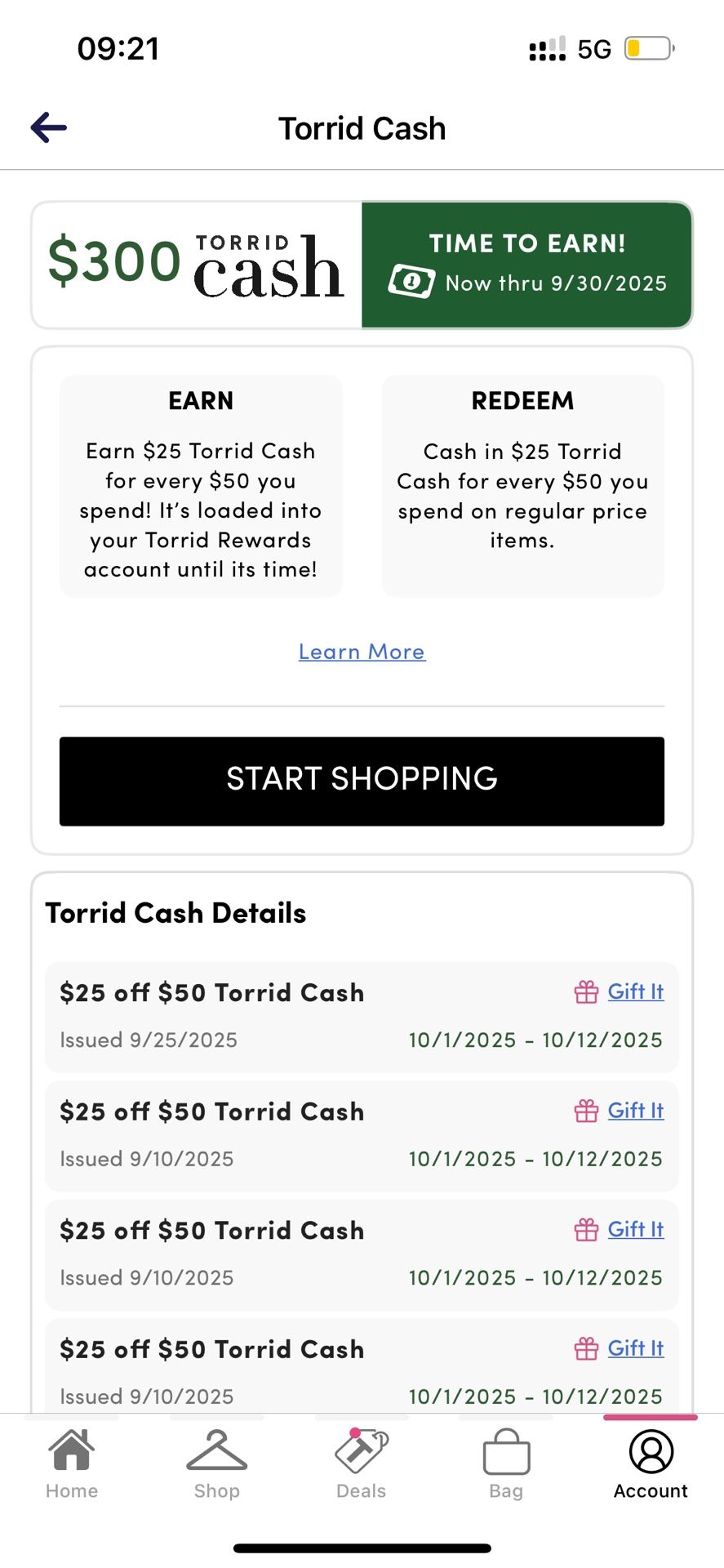 Torrid Cash $25 Off $50 Purchase