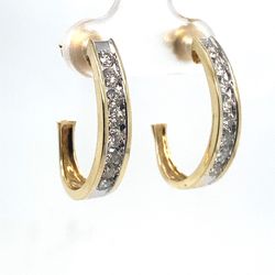 10k Gold Diamond Earrings Long Hanging Hoop .75ctw 3.8grams 132265 1