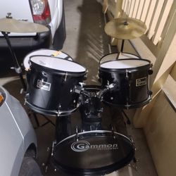 Gammon Drum Set In a Black ⚫️ Plastic Wrap Complete w Bass Pedal, Cymbals and Hi-Hats, Hardware, Sticks  & Drum Tuning Key 🔑 for $110