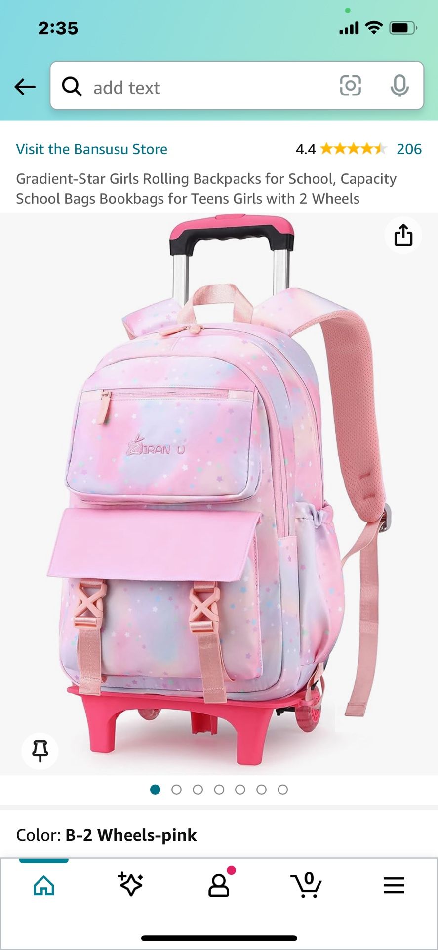 Gradient-Star Girls Rolling Backpacks for School, Capacity School Bags Bookbags for Teens Girls with 2 Wheels