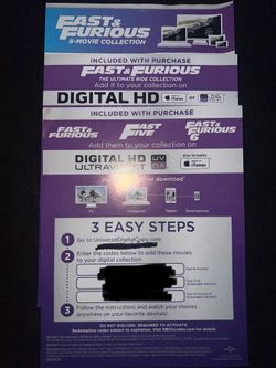 The Fast and the Furious Digital Movie Codes