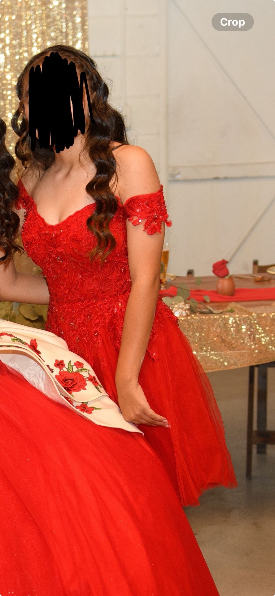 Elegant Red sparkly knee length dress