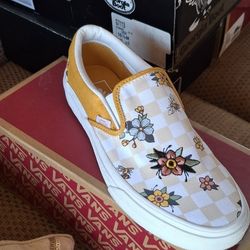 Vans-Classic Slip-On-Cottage Check Yellow 8.0F/6.5M