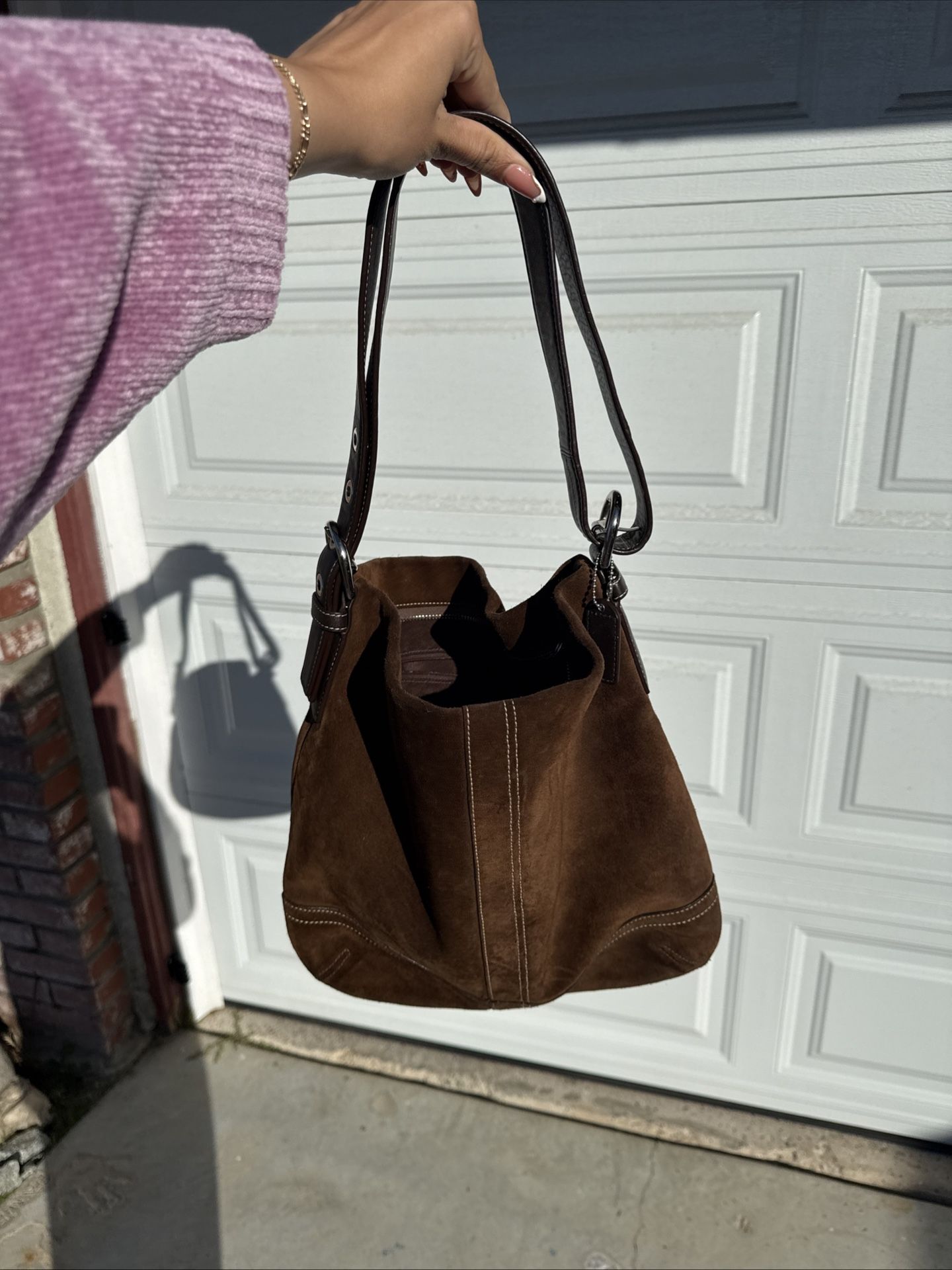 Rare Vintage Brown Suede Coach Hobo Bag w/ Matching Coin Purse