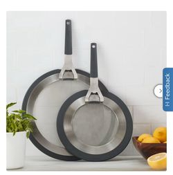 MIU Silicone Stainless Steel Dual-Material Edge Fine Mesh Core Splatter Guards with 2-Piece Set
