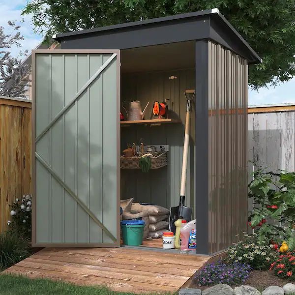 Brand New 3 ft. W x 5 ft. D Outdoor Storage Metal Shed Lockable Metal Garden Shed for Backyard Outdoor (14.5 sq. ft.)，$65
