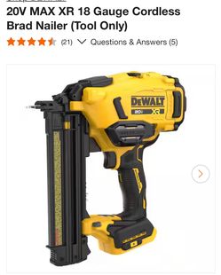 Dewalt 20V MAX XR 18 Gauge Cordless Brad Nailer (Tool Only)