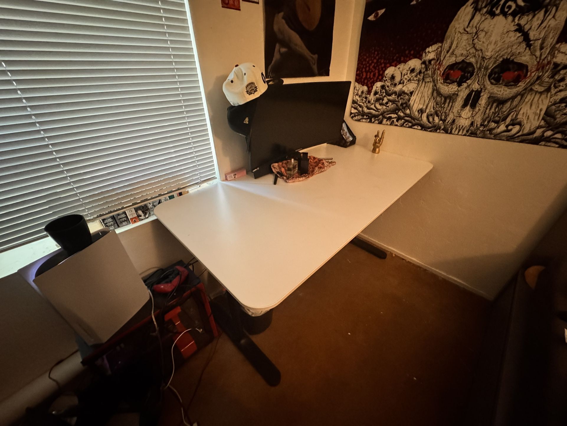 IKEA White Bedroom Desk with adjustable height