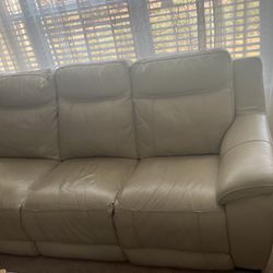 White All Leather Couch 