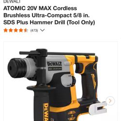 DEWALT 20V MAX XR Cordless Brushless 1 in. SDS Plus L-Shape Rotary Hammer (Tool Only)