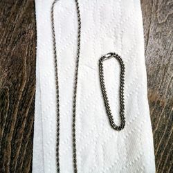 Sterling Silver Necklace And Bracelet 