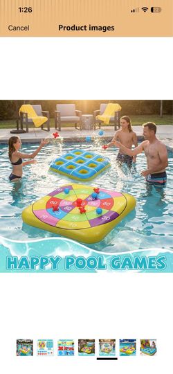 2-in-1 Pool Games Set Inflatable Giant Tic Tac