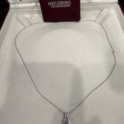  *Helzberg* Sterling Silver 18” Round Drop Cubic Zirconia Pendant  Necklace (markedDHJ)