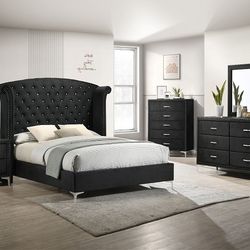 Brand New Black 4pc Queen Bedroom Set (Available In Eastern King)