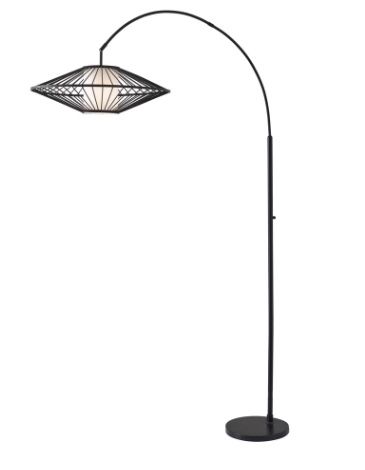 NEW! Adesso® Calypso Pendant Arc Floor Lamp, 83"H, Black/White Shade/Black Base