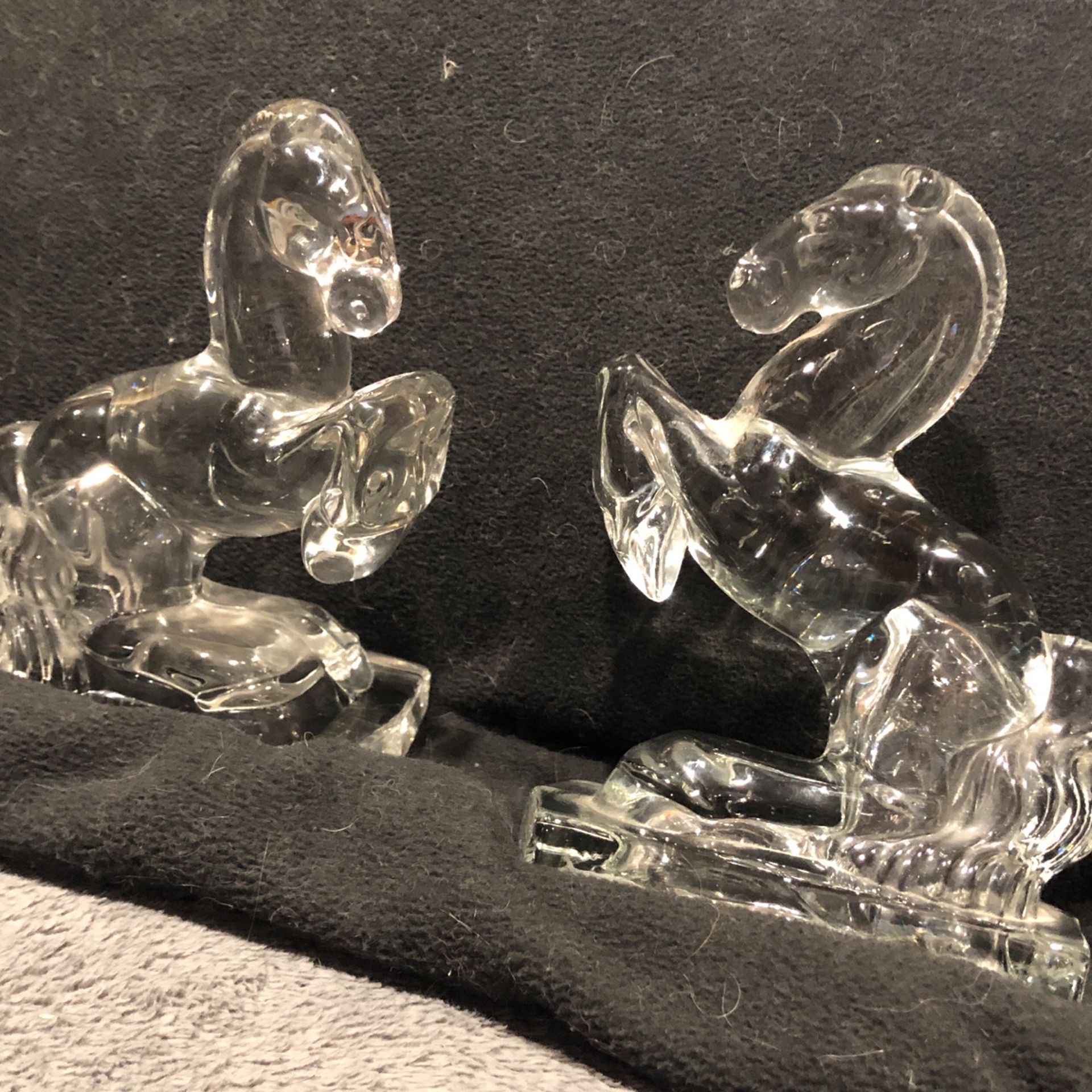 1940’s Glass Horse Bookends (pair) Excellent Condition, Unaltered  Measures 8x5.5x3 No Chips Or Cracks