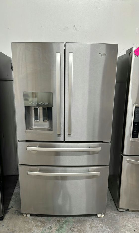 Whirlpool 4-Door Refrigerator (French Door Fridge with Drawer Freezer) Stainless Steel - Water Dispenser, LED Lighting