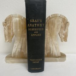 Mid Century Beige / White Onyx Marble Bookends