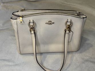 Coach White Leather Double Zip Satchel