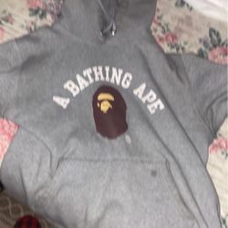 Bape Hoodie Gray Large 