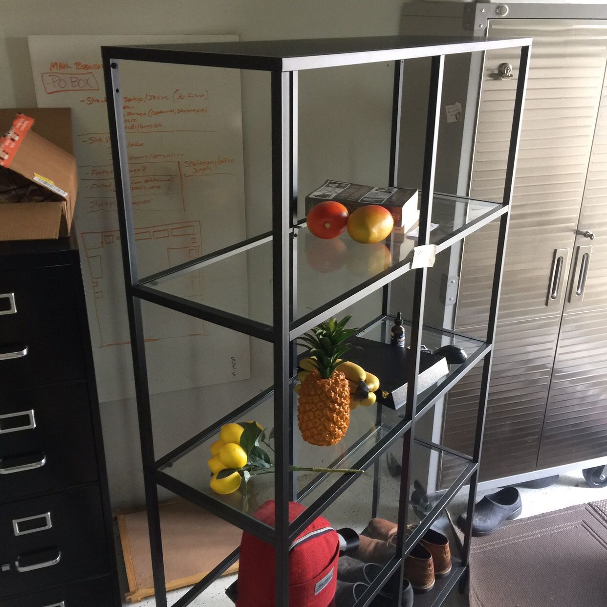 Glass & Metal Bookcase Shelf Unit From IKEA VITTSJÖ