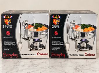 Set of 2 Philippe Richard 4-Qt Stainless Steel Chafing Dishes – Excellent Condition