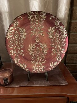 18 Inch Decorative Plate With Wrought Iron Plate Stand