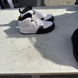 Nike AirForce Fusions  High Top White Black Men's Athletic Basketball Sneakers